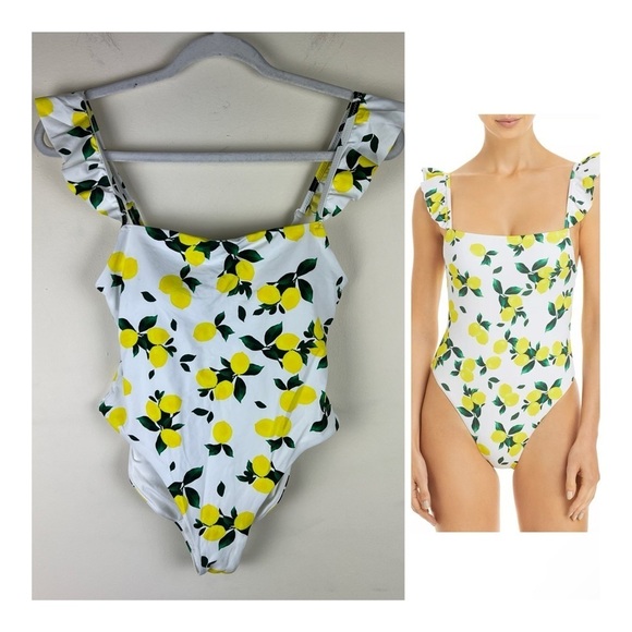 Aqua Swim | Ruffled Lemon Print One Piece Swimsuit | S - Picture 1 of 6